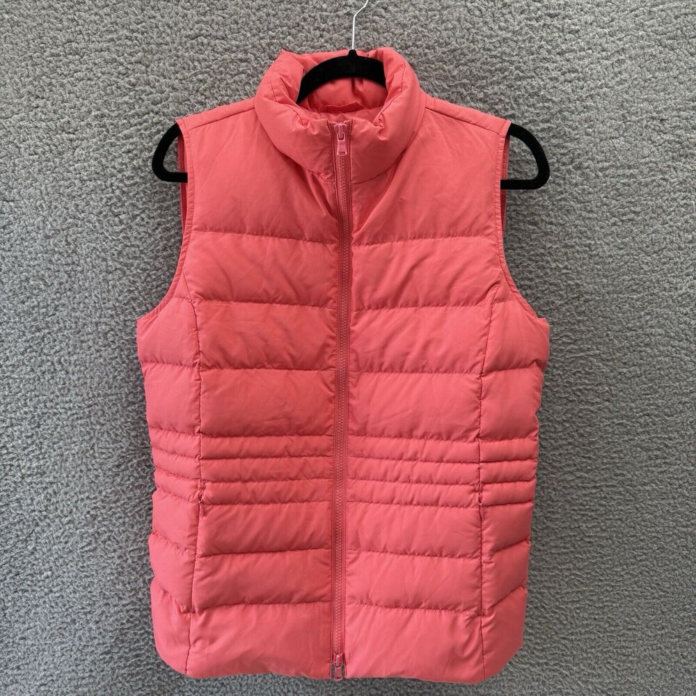 Talbots Down Vest Women's Top S Small Coral Full Zip Quilted Puffer Pockets